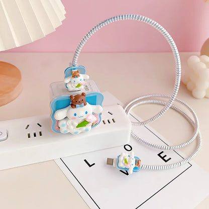 Joytop Sanrio 5Pcs Set Cable Protector for Huawei 35W/40W/66W/88W/100W Fast Charger Case Phone Wire Cord Organizers Winder