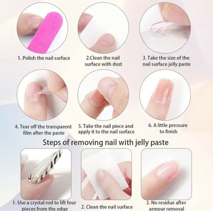 24Pcs Rainbow nail art multi-color fake nail French tip  long almond press on nail