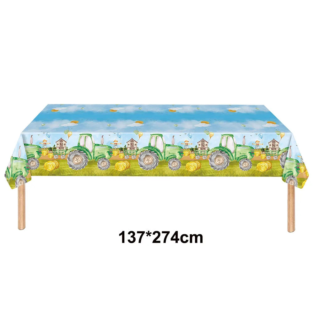 Farm Green Tractor Party Happy Birthday Banners Plates Napkins Tablecloths Farm Themed Birthday Party Supplies Decors