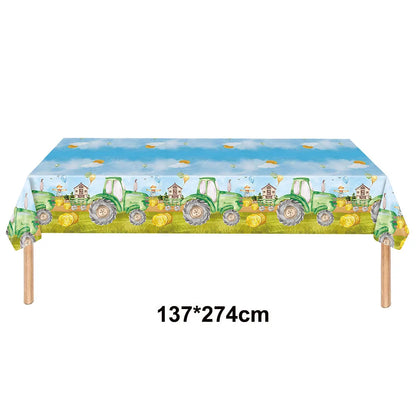 Farm Green Tractor Party Happy Birthday Banners Plates Napkins Tablecloths Farm Themed Birthday Party Supplies Decors