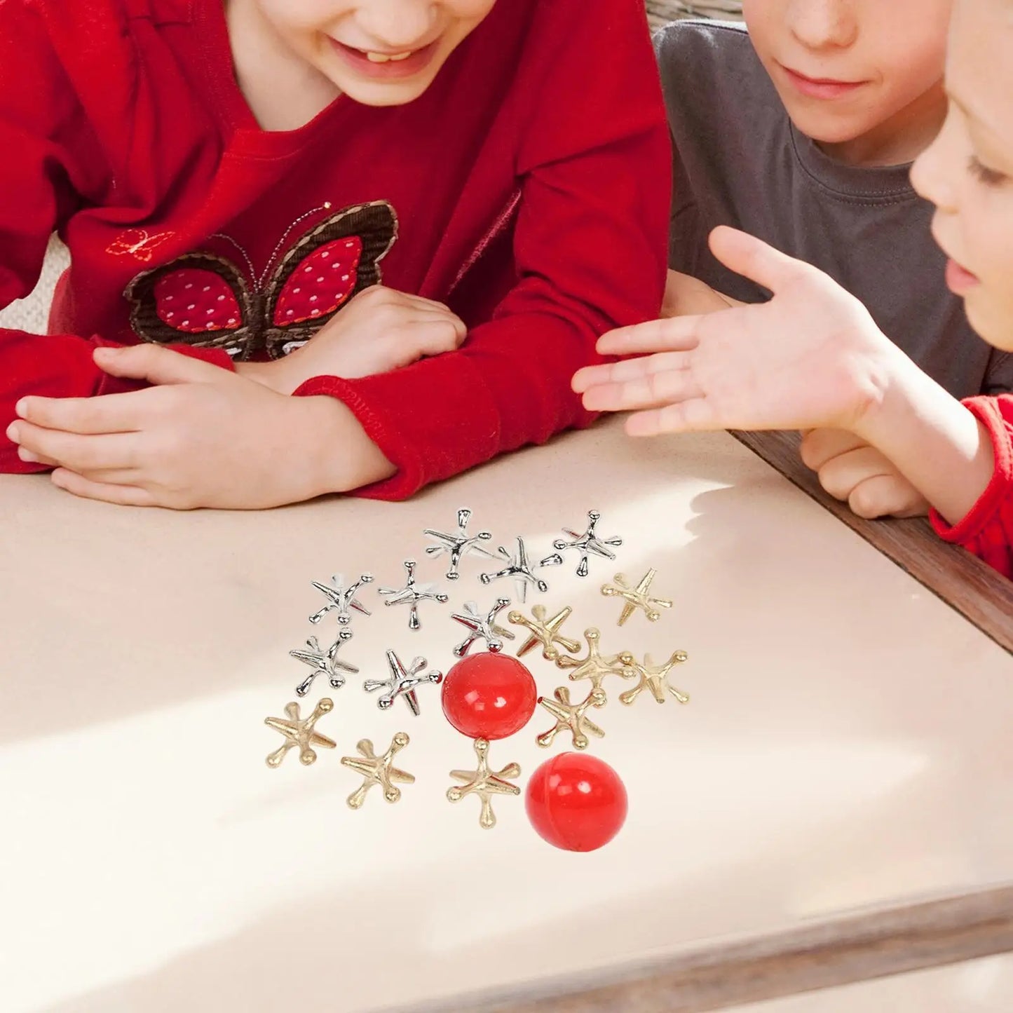 Classic Board Games Vintage with 10 Metal Jacks 2 Red Rubber Balls Traditional