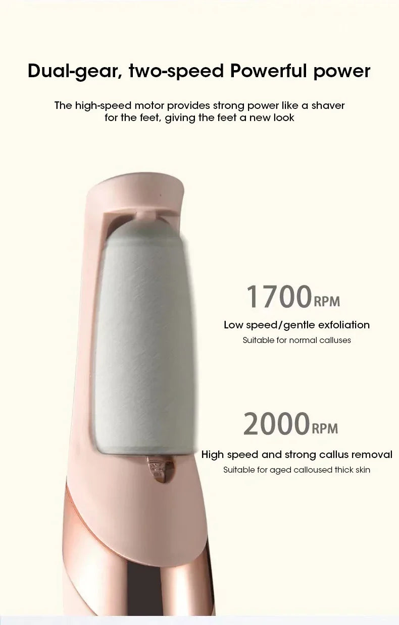 NEW USB Electric Dead Skin Pedicure Automatic Foot Grinder Rechargeable Roller Feet Pedicure Tool with 2 Removable Roller Heads