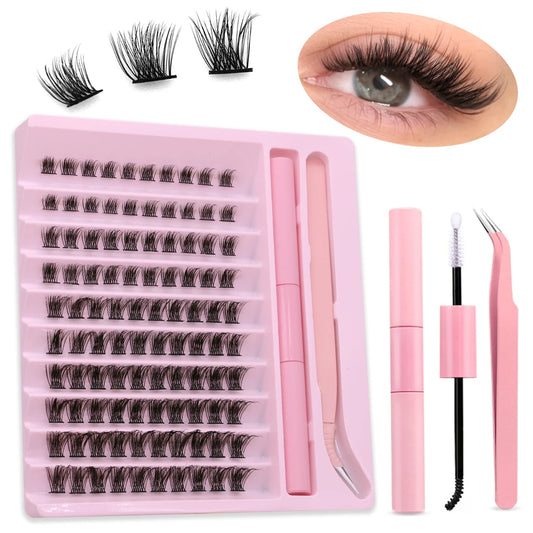 Diy Lash Extension Kit Cluster Eyelash Extension Kit Individual Lashes Kit Lash Bond and Seal Lash Glue and Lash Tweezers Makeup