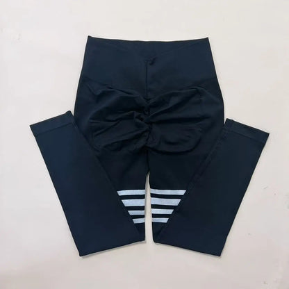 Women V Back Line Leggings Butt Lifting Gym Fitness Athletic Workout Elastic Leggins Outdoor Yoga Pants Sports Training Tights