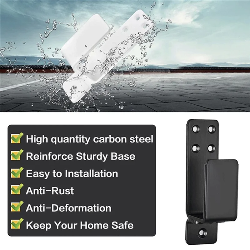 2X4 Door Barricade Brackets Heavy Duty Upgraded Door Bar Holder Brackets For Home Security Suit For 2X4 Lumber Black Parts