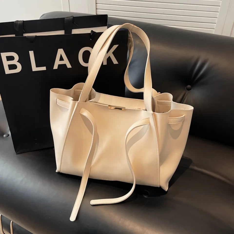 Big Shoulder Hand Commuting Bags for Women Large Capacity Drawstring Bucket Shopping Totes Top-Handle Bag 2025 Latest Handbags