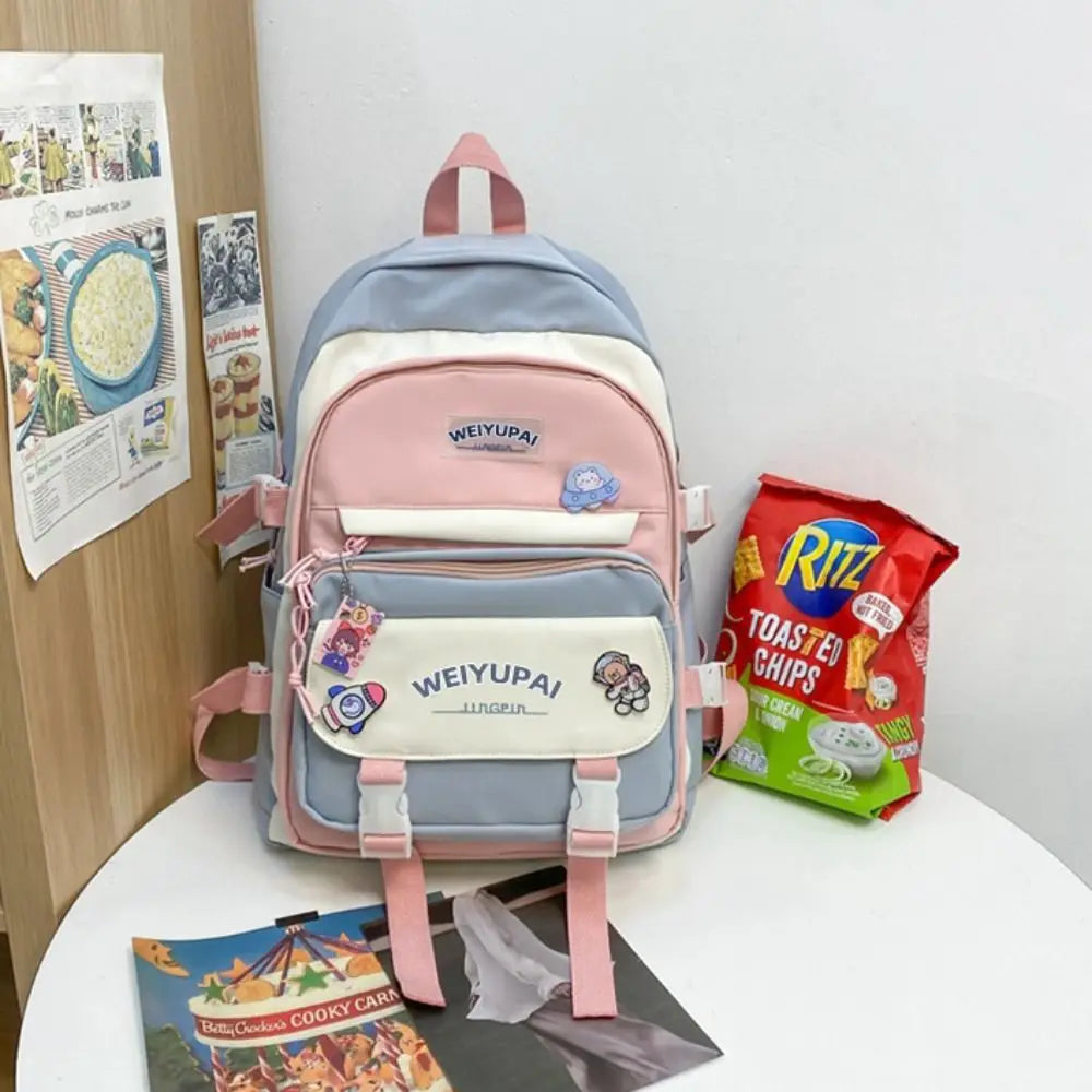 Portable Ins Students School Bags Large Capacity Bear High School Backpacks Multi Pockets Cartoon Teenage Shoulder Bags Girl