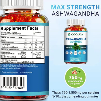 Ashwagandha Gummies - Natural Anxiety Relief, Improves Mood, Helps with Immunity and Thyroid Function, Anti-anxiety