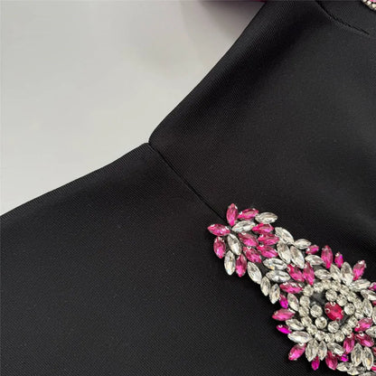 Women Elegant Puff Sleeve Bandage Dress Sexy Beading Bodycon Clothes Celebrity Party Evening Maxi Dresses