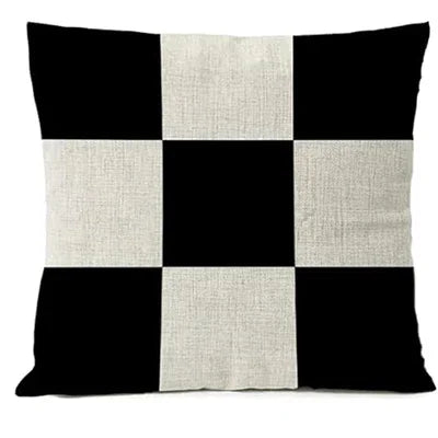 Black geometric pillowcase, linen cushion cover, office home décor sofa pillowcase, cushion cover 45x45