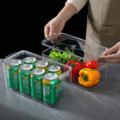 Fridge Organizer Stackable Refrigerator Organizer Bins with Lids Clear Fruit Storage Containers Freezer Pantry kitchen Organizer