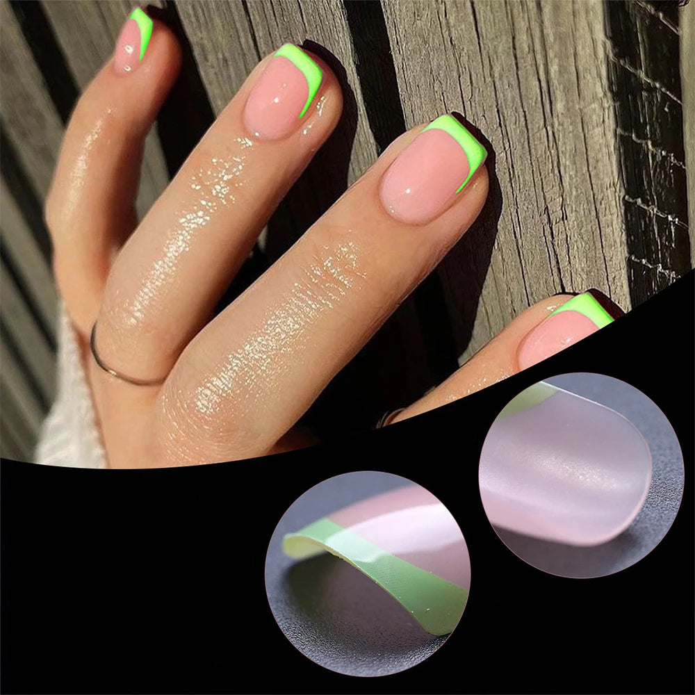 240/120Pcs Colorful French Short Square False Nails Full Cover Fake Nail Tip Extension Acrylic Wearable Ballerina Press on Nails