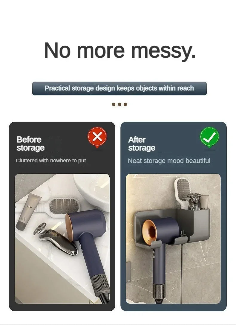 Wall-mounted hair dryer rack No punching hair dryer rack Toilet hair dryer bracket Bathroom hair dryer hanger