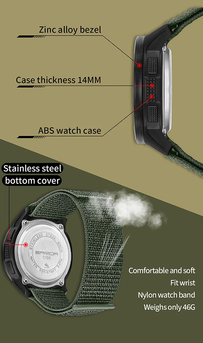 SANDA 2198 Single Monitor Male Student Electronic Watch Multifunctional Waterproof sports Student Electronic Watch 2025