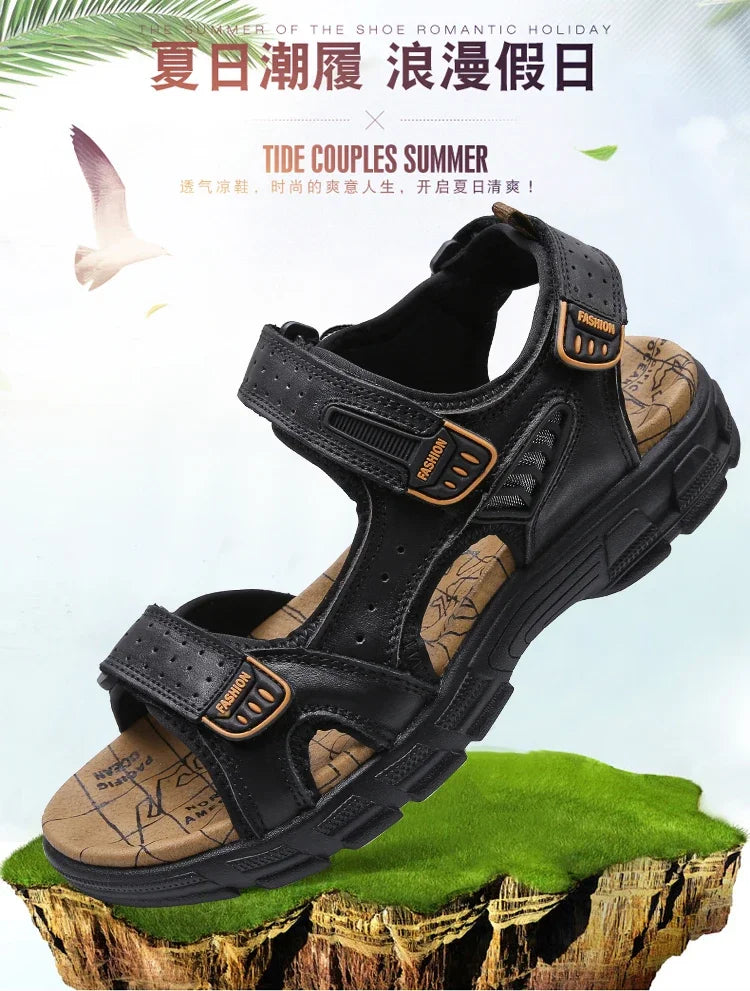 Summer Men's Sandals 2024 Trending Adult Men's Sandal Original Brands Shoes Man's Leather Sandal Sandals for Boy Trend Designer