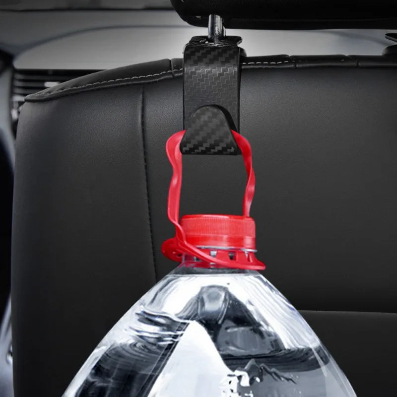 4Pcs Carbon Fibre Hook Car Seat Headrest Hook Auto Back Seat Organizer Hanger Handbag Clothes Bracket Car Interior Accessories