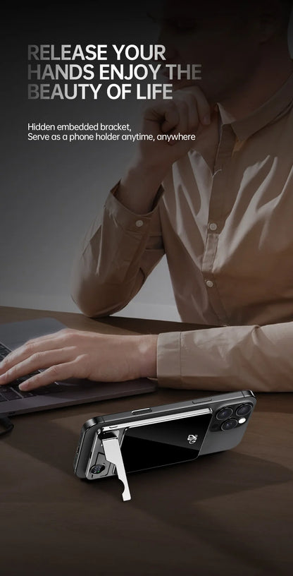 Portable Charger Powerbank With Cable PD20W Power Bank Wireless 15W With Phone Holder LED Display Mobile Phone Backup Battery