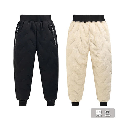 Winter Children Cotton Thick Pants Boys Padded Thickened Pants Teen Kids Cotton Lamb Wool Cotton Trousers