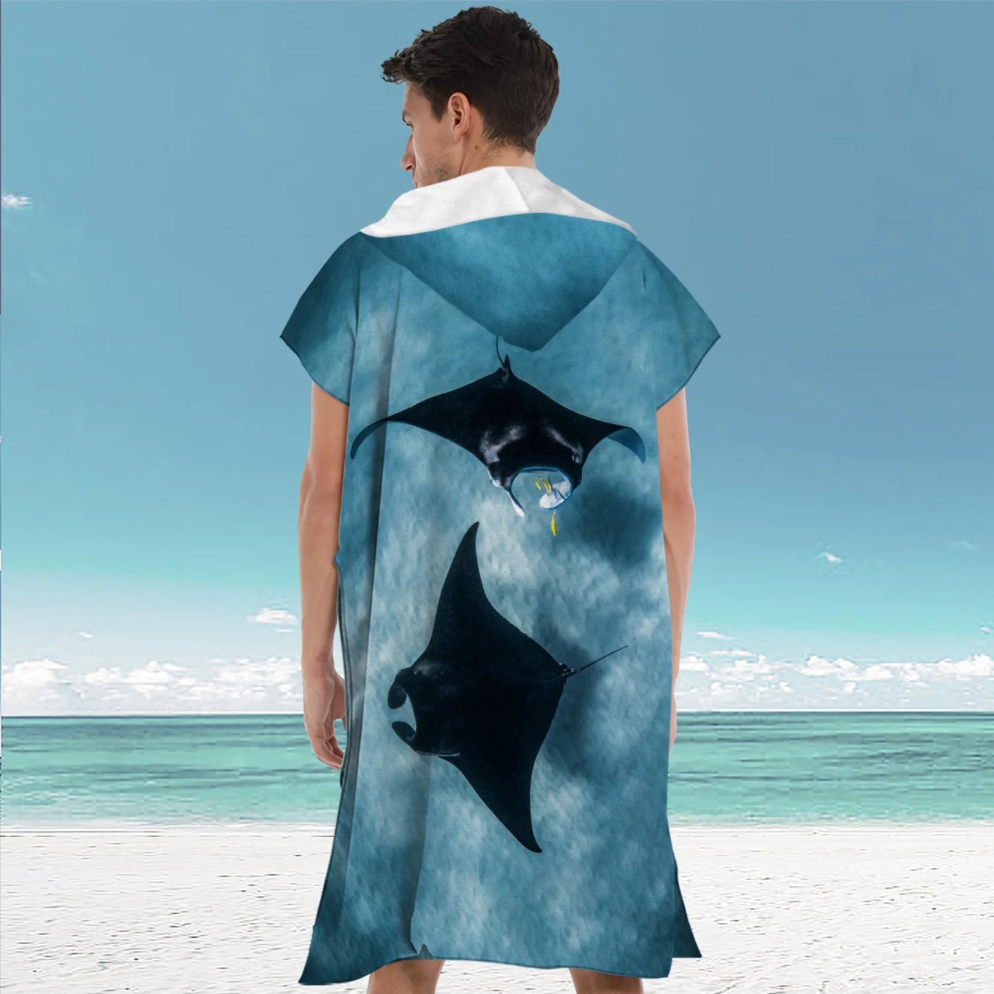 Beach Towel with Hood for Men and Women Hooded Towels Bath Robe for adult Quick Dry Lightweight Soft Microfiber Poncho Swim Robe
