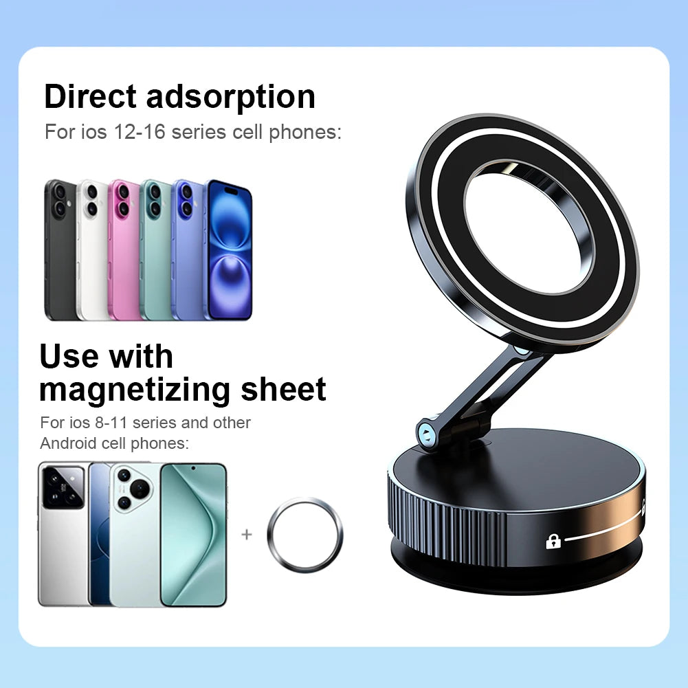 Magnetic Vacuum Car Mount Phone Holder 360° Rotatable Vacuum Adsorption Car Phone Mount Car Mobile Phone Holder for Magsafe
