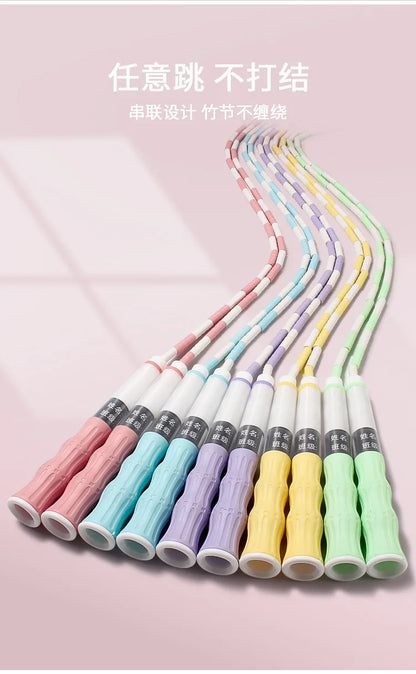 2.8M Exercise Rope Jump Rope Bamboo PVC Beginner Adult Child Soft Beaded No Tangle Segmented Fitness Skipping Cable Workout
