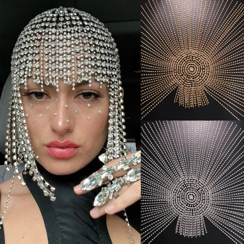 Head Chain Hat for Party Night Club Hair Chain Glittering Headpieces DropShip