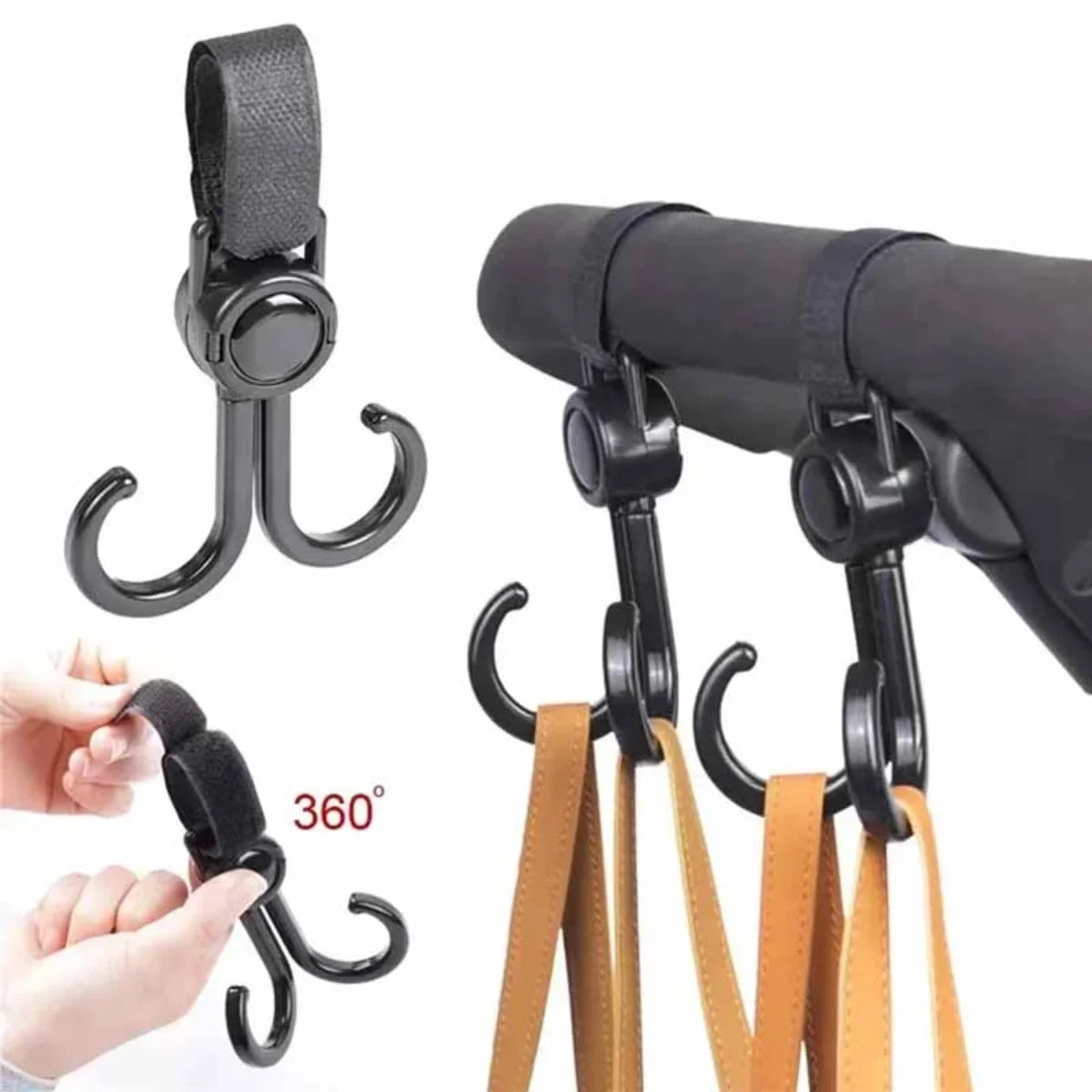2PCS Hooks for Stroller Car Shopping Cart Hooks Baby Stroller Accessories Rotate 360 Degree Hook Pram Organizer Bag Hanger
