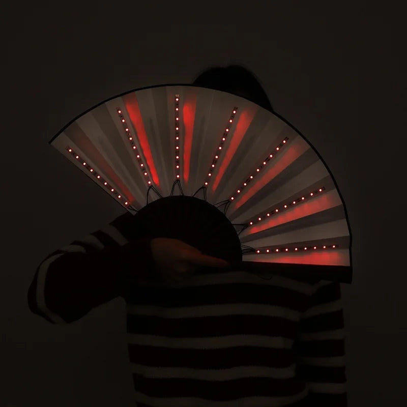 Bar FaninsGlowing Disco Fan Trendy Electronic Music Festival Party Performance Prop Flashing Folding Fan