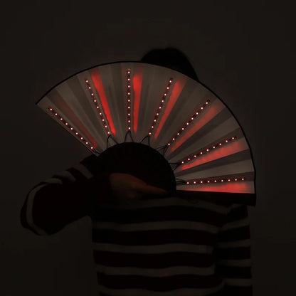 Bar FaninsGlowing Disco Fan Trendy Electronic Music Festival Party Performance Prop Flashing Folding Fan