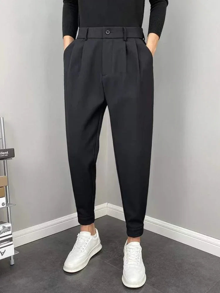 9 Cropped Office Male Suit Trousers Plus Big Size Men's Summer Pants Work Cheap High Quality Designer Clothes Elegant Tailoring