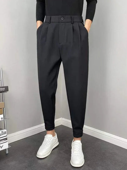 9 Cropped Office Male Suit Trousers Plus Big Size Men's Summer Pants Work Cheap High Quality Designer Clothes Elegant Tailoring
