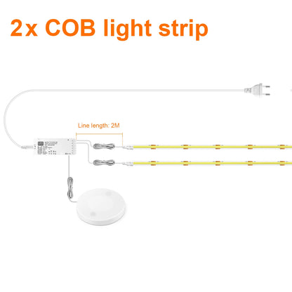 COB LED Strip Light Under Cabinet Collection Display Bookcase Wardrobe Closet Lamp Tape Penetrable Wood Dimmable Touch Sensor