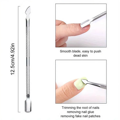 Stainless Steel Nail Cuticle Scissors Set With Dead Skin Pusher,Manicure Pedicure Tool, UV Polish Gel Remover Tool For Nail Care