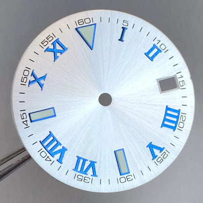 Grey Silver Sunburst 29mm Watch Dial fit NH35 NH35A NH36A Silver/Gold/Rose Gold/Green Roman Numerals Index Hand Set Watch Parts