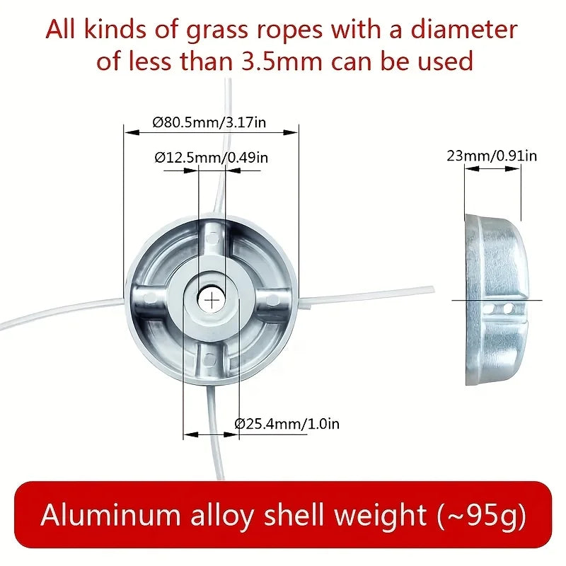 1pc Universal Aluminum Alloy Lawn Mower Head with Nylon Steel Lawn Mowing Line, Lawn Mower Replacement Parts