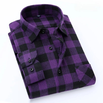 40%cotton fashion korean populasr clothes Casual plaid long-sleeve shirts for men slim fit plain shirt social streetwear tops