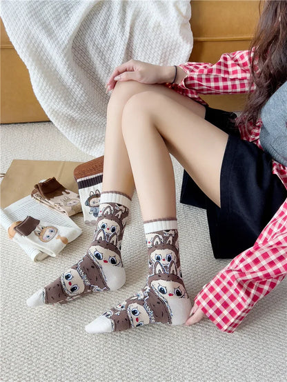 Labubu Mid Length Socks for Children Versatile Couples Trendy College Style Anime and Cartoon Department Labubu Cloth Long Socks