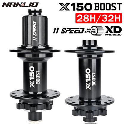 Nanlio Bicycle hubs X150 BOOST 6 Pawls 150T Noise 4 Bearing Hubs 110x15 148x12MM 8 9 10 11 12 Speed MTB Bike Hubs 28/32 Holes