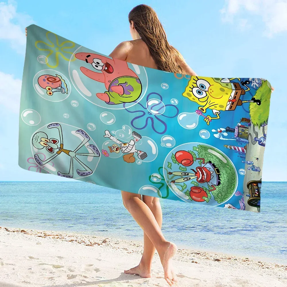 Funny-Cartoon S-Spongebobes-Cute-Pants Bath Towel Soft Water Absorbing Breathable For Girl Kids Decorative Cartoon Beach Towel