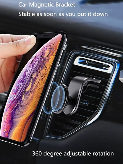 Magnetic Car Phone Holder Stand Air Vent Magnet Car Mount GPS Smartphone Mobile Support In Car  Multi-function Rotation Braccket