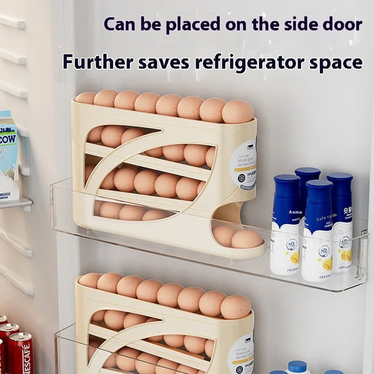 Refrigerator Egg Holder – Slide Out Egg Storage Container for Fridge Door – Auto-Rolling Egg Dispenser