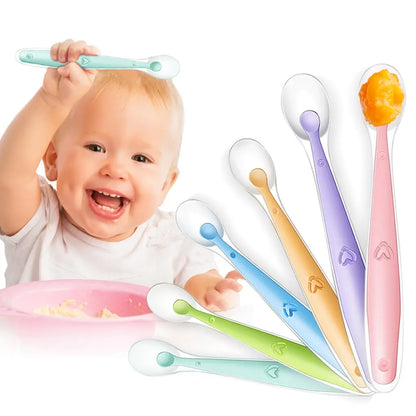 Baby Silicone Soft Spoon Training Feeding Spoons With Box Tableware for Children kid Infants Sensing Solid feeding Cutlery 1 Set