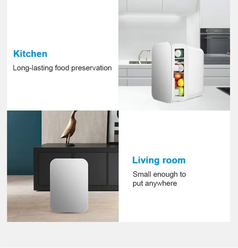 6L Mini Car Refrigerator 12V DC 220V AC Electric Portable Beauty Cooler Warmer Car Mini Fridge Ice Box for Home Camping Travel