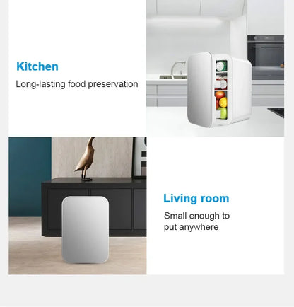 6L Mini Car Refrigerator 12V DC 220V AC Electric Portable Beauty Cooler Warmer Car Mini Fridge Ice Box for Home Camping Travel