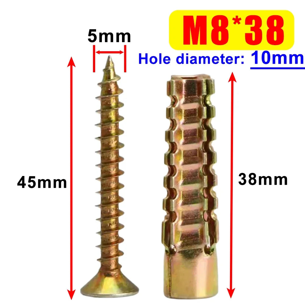 Heavy Duty Steel Wall Anchor with Screws Kit Metal Tube Expansion Self Tapping Screw Drywall Drilling Plug Fastener Bolt Anchors