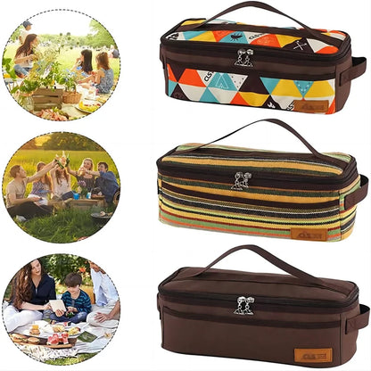 Camping Travel Cooking Utensils Storage Bag, Travel Bag, Portable BBQ Camping Cookware Kitchen Toolkit