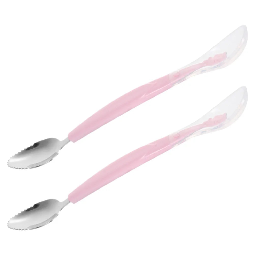 2 Pcs Double Baby Spoon Soft Silicone Dual Fruit Scraping Feeding Tool Toddler Training Spoon Yogurt Puree Food