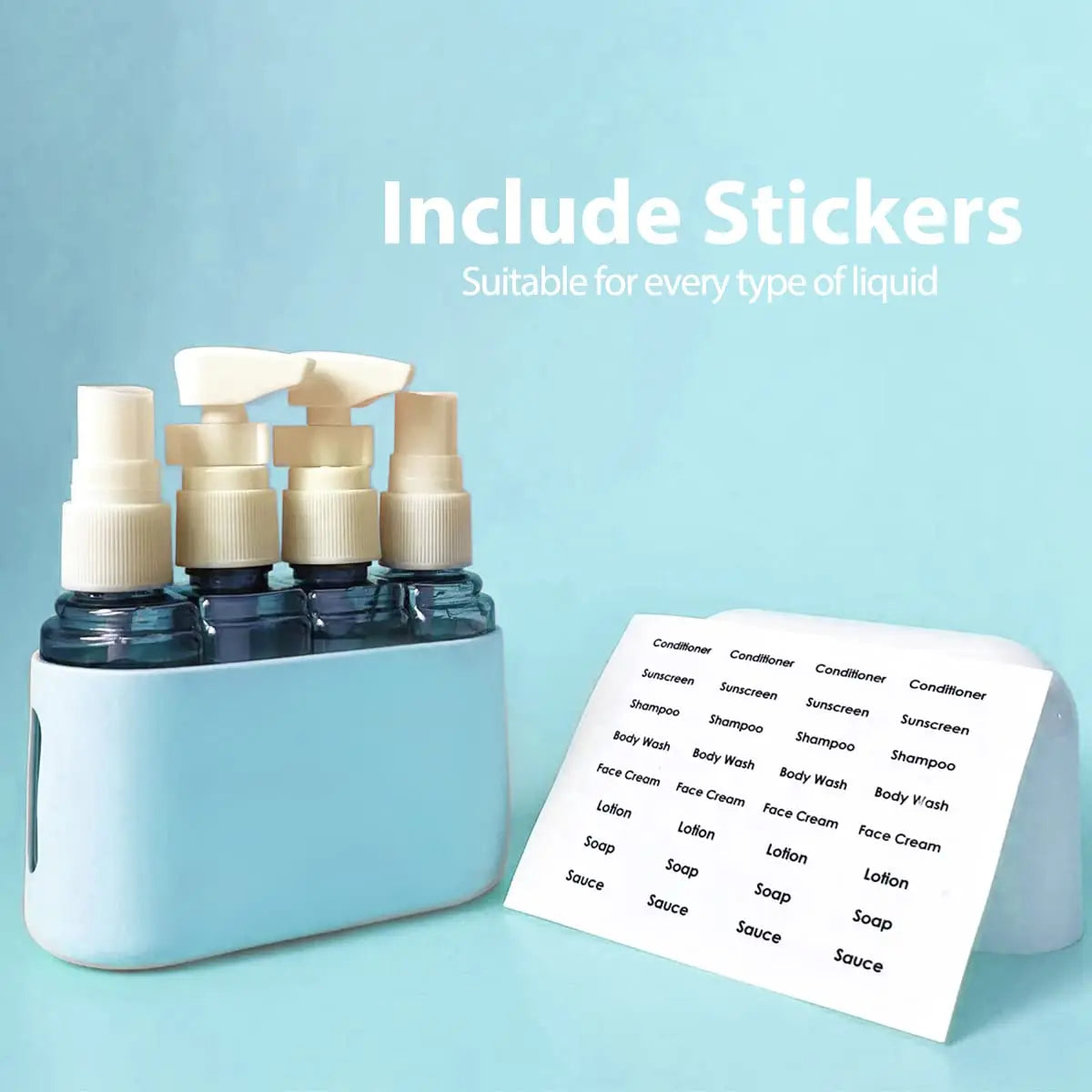 Travel Size Toiletries,4pcs Travel Container,Travel Bottle Leak Proof with Label,TSA Approved Reusable Containers For Toiletries