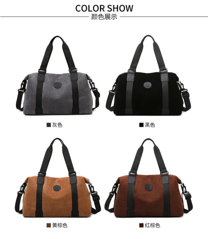 Men's Large Capacity Fashionable Short Distance Travel Totes New Suede Travel Handbag Women's Portable Sports and Fitness Bag