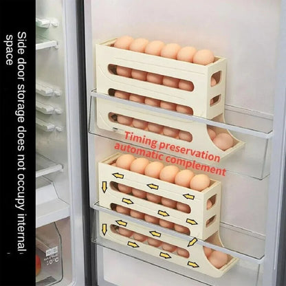 Egg Holder for Fridge, Egg Dispenser Auto Rolling Egg Tray Storage and Organizer, Space-Saving Egg Roller for Refrigerator